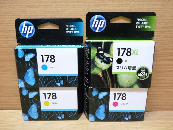 新品HP純正インク4色セット 178XL増量 黒/マゼンタ/シアン他 4個