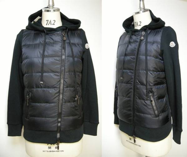 M/モンクレールMONCLERスウェットxダウンジャケット黒レディース