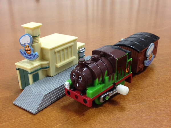 カプセルプラレール☆パーシー（チョコまみれ）貨車工場付☆レア