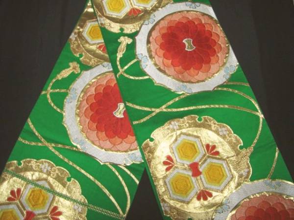 ■　振袖用袋帯　鏡裏文の図柄　良品　8029AP ■