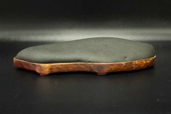 〓 水石　遠山真黒石 初心石 幅27cm 盆栽水石 654ｃ〓