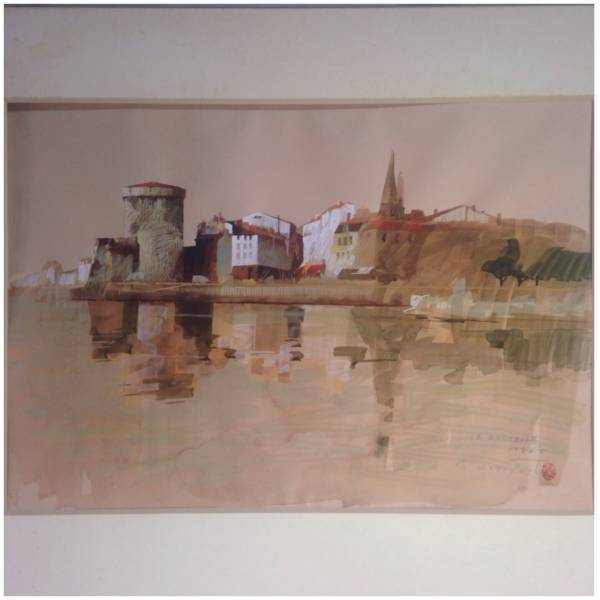 ☆森下 武☆風景画☆水彩画☆LA ROCHELLE☆真作保証☆(自然、風景画