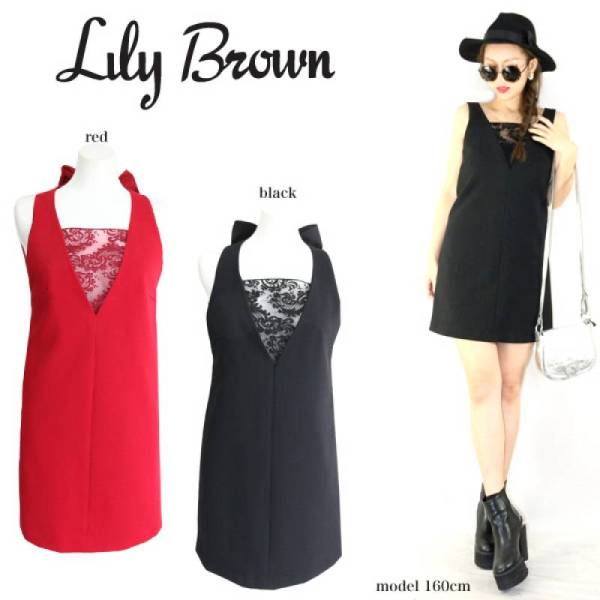 lilybrown 新作●バックリボン深Vワンピース●●●●ワンピース