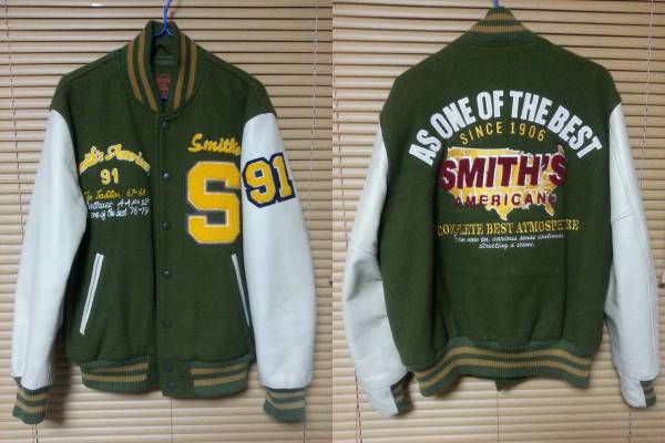 SMITH'S AMERICAN 本格的デコ レザー本革アーム袖革 スタジャンM