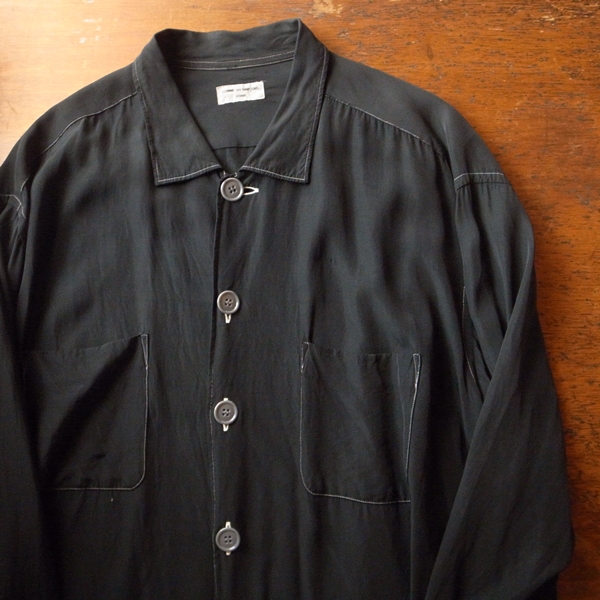 COMME des GARCONS HOMME長袖レーヨンシャツ 黒ギャルソン