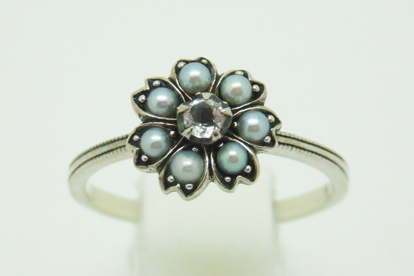 アンティーク調なROKUZAN【碌山】水晶とシードパールのリング♪