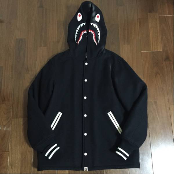 前期希少black A BATHING APE SHARK VARSITY JKT スタジャン XXL