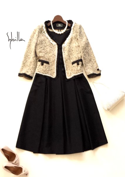 美品4.8万◆シビラSybilla◆フォーマルワンピースドレスブラック