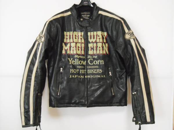 TC80☆YeLLow　CORNイエローコーン　合皮中綿入ジャケット黒LL