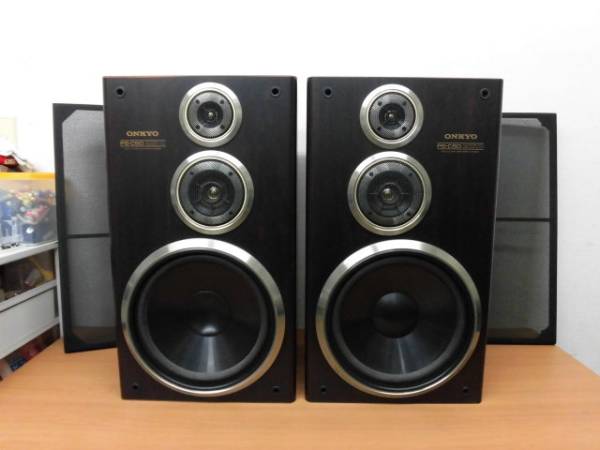 1円スタ】ONKYO 大型3ウェイ・スピーカー PS-C50 高音質 木目 