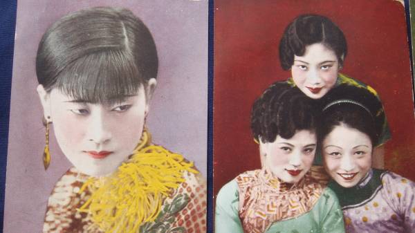 憶追（右から読みとなります）戦前の絵葉書アルバム。【当時の女優、満州事変などの】 戦前絵葉書 満州 美人女優 8枚 満州国郵政明新片(絵はがき、ポスト