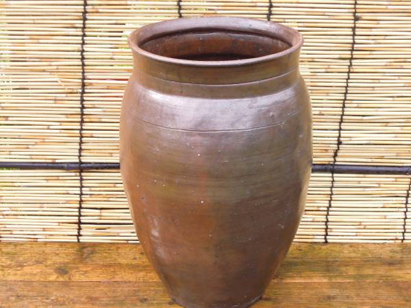 古い唐津焼 甕56.5cm○傘立て 唐津かめ水瓶 甕 壷 古民具壺(花器、壷