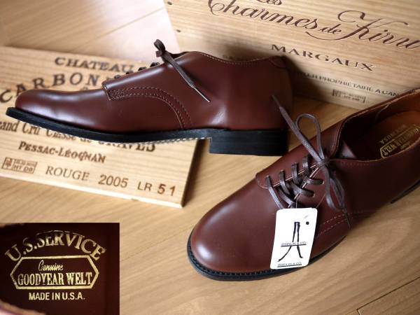 訳あり新品！U.S.SERVICE本革オックスフォードシューズ２６cm茶