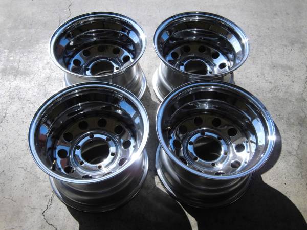 デイトナ系メッキホイール10J-15深リム中古品139.7/6H 4枚(社外品 