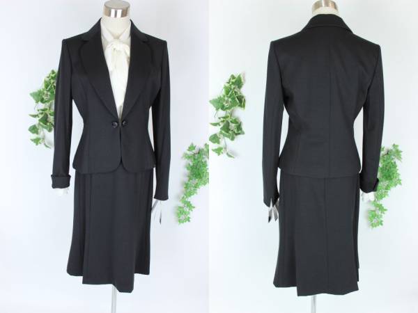 新品 スーツ 黒 ジャケット スカート 総裏地付 東京ソワール 9号