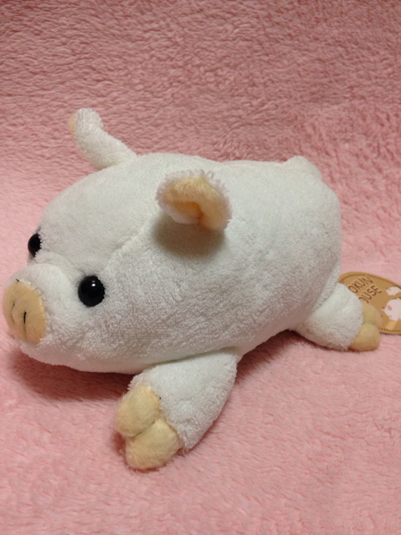 ヒロクンハウス　ブタ　豚　ぶた　ぬいぐるみ　hirokunhouse　平成レトロ ヒロクンハウス・ソフトブートン・ホワイトS・ブタぬいぐるみ(ブタ
