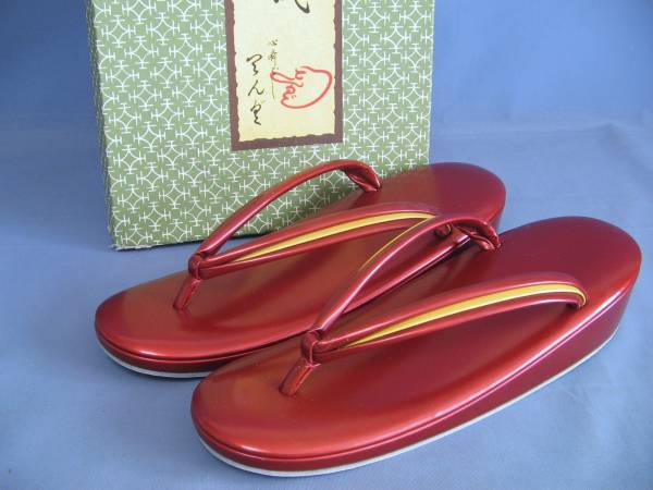 【老舗・大阪心斎橋 てんぐ】 最高級本革草履 濃エンジパール