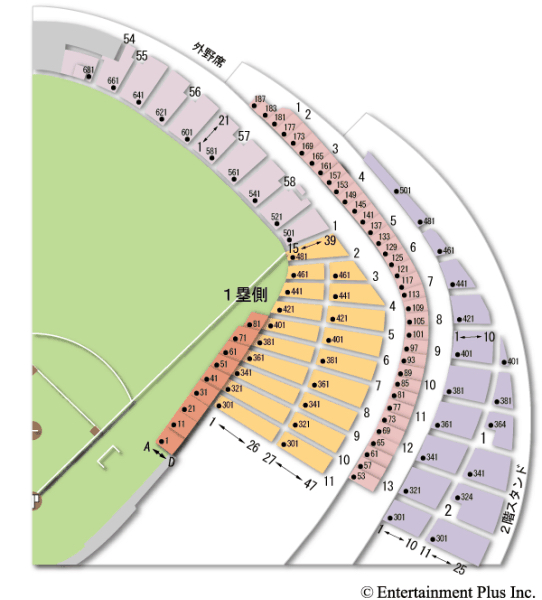3/29日曜日 東京ドーム ライト指定ペアF19 5～10列