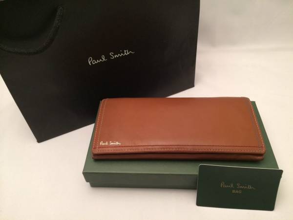 送料無料　ポールスミス ダブルステッチ レザー 二つ折り長財布