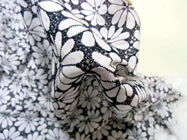 ★蔵出/14759☆コットン花柄レースネイビー5M★