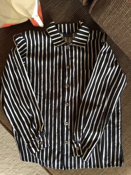 マリメッコ marimekko シャツ ヨカポイカ 140 ストライプ 白黒