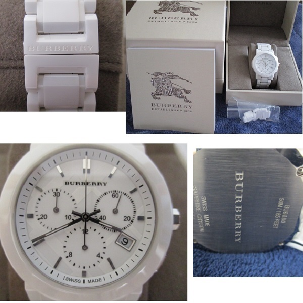 BURBERRY バーバリー 腕時計 BU9080 ホワイト ケース付(クロノグラフ＋ 
