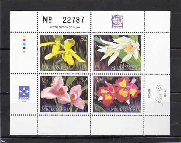 ★外国切手★43　ミクロネシア　＃230　ランの花　4種田型_1