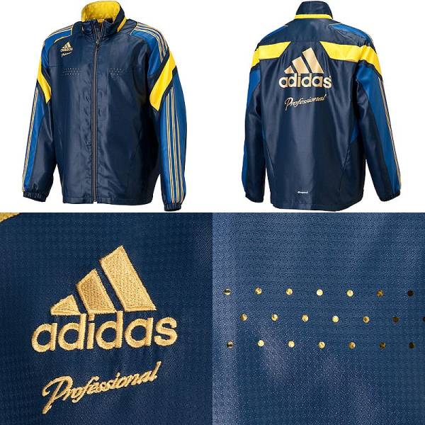新品 adidas M寸 Professional ウインド上下セット 紺/黄色