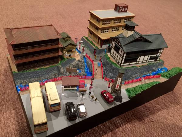 ジオコレ 温泉街 塗装済 ジオラマ 完成品 温泉街の情景(建築物)｜売買