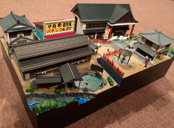 ジオコレ 温泉街 塗装済 ジオラマ 完成品 温泉街の情景(建築物)｜売買
