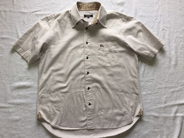 メンズ バーバリー（BURBERRY）半袖シャツ　薄グレー
