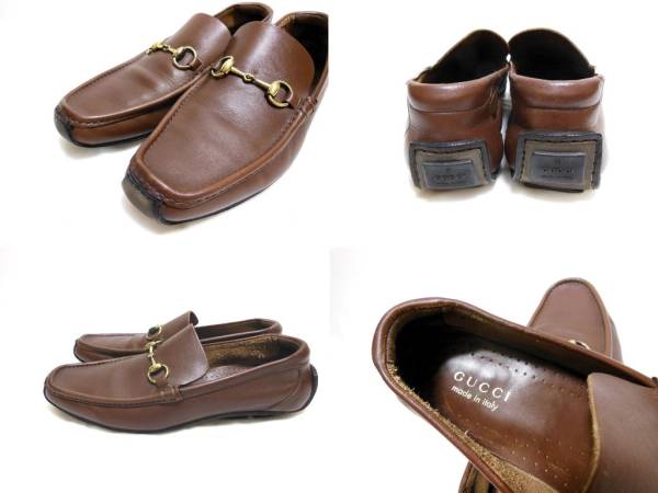 グッチ GUCCI ビットローファー シューズ 41ハーフE 茶 1128 GUCCI
