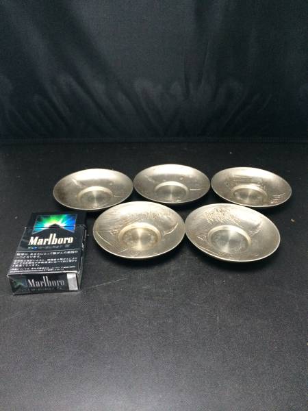 昇峰在銘 山水図錫茶托