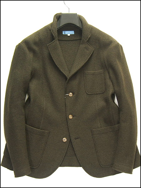 美品 リネアトレンタノーベ 伊製ウール縮絨ジャケットL茶★J8292