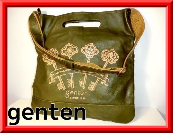 ゲンテン　genten レザーショルダーバッグ　bag ロゴ入り ⑮