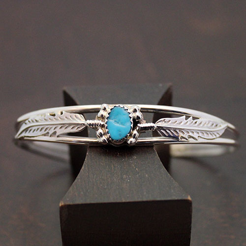 インディアン ナバホ バングル ターコイズ ダブルフェザー