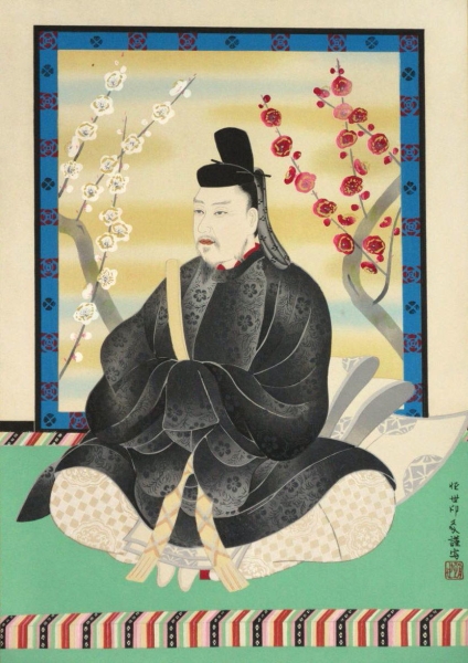 掛軸 堂本印象 「菅原道真公御神影」 紙本 版彩色 天神図(人物、菩薩 