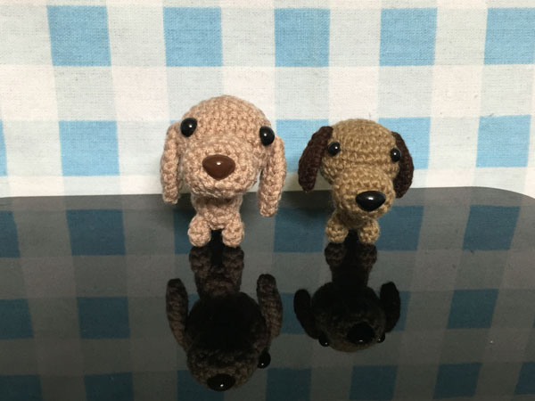 編みぐるみ　あみぐるみ　ダックスフントペアその２　編み犬　_2
