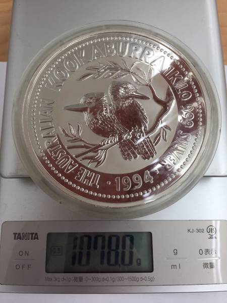 1994年カワセミ銀貨1キログラムSILVER999純銀製 1994年カワセミ銀貨1キログラムSILVER999純銀製 オーストラリア 巨大