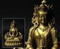 【櫻】中国仏教美術 古銅製 総宝石装飾 仏像 チベット 時代古玩