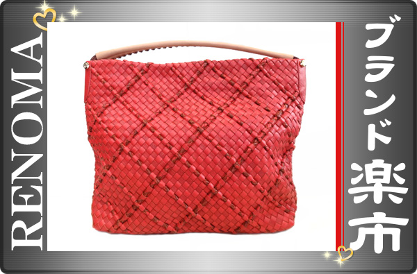 ■レノマ 赤/レッド/革/レザー/ゴートスキンショルダーバッグ