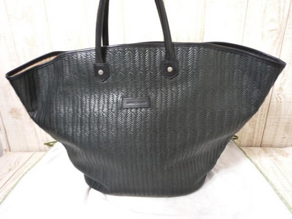ロンシャン LONGCHAMP 編みこみ風レザーハンドトートバッグ△L02