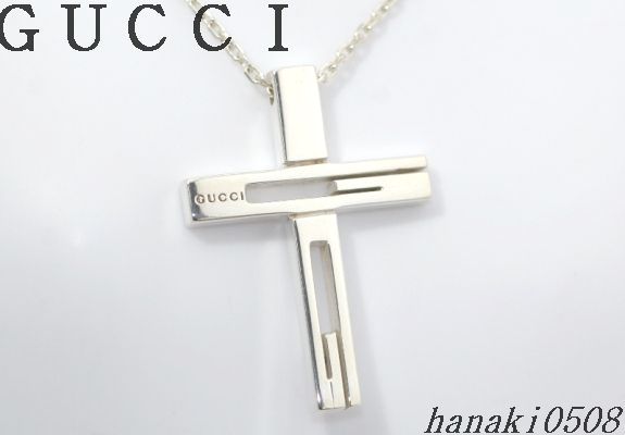 新品仕上済♪GUCCI♪シルバー♪スモールＧ♪クロス ネックレス