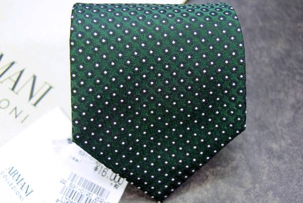 【新品タグ付き】 アルマーニコレッツオーニ 光沢ドットネクタイ