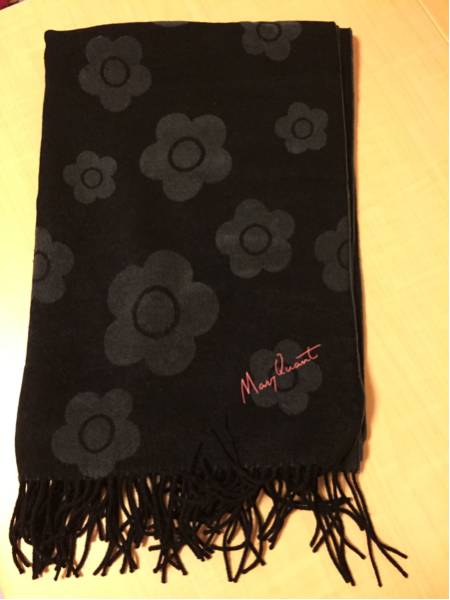 （未使用）マリークワント♪★デイジー柄ストール（ブラック）★