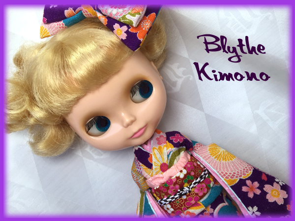 ●○●ブライス着物　桜と菊　紫のお振り袖●○●