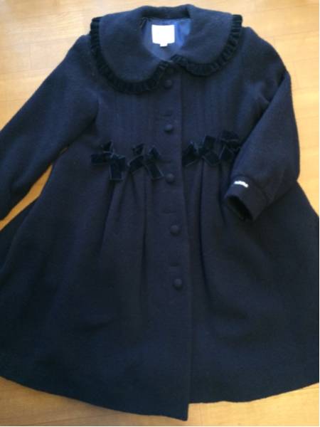 メゾピアノ120 紺色リボンコート