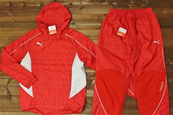 ★PUMA 超厚手 中綿 暖かい 上下セット 赤[SET903606-02-L]五