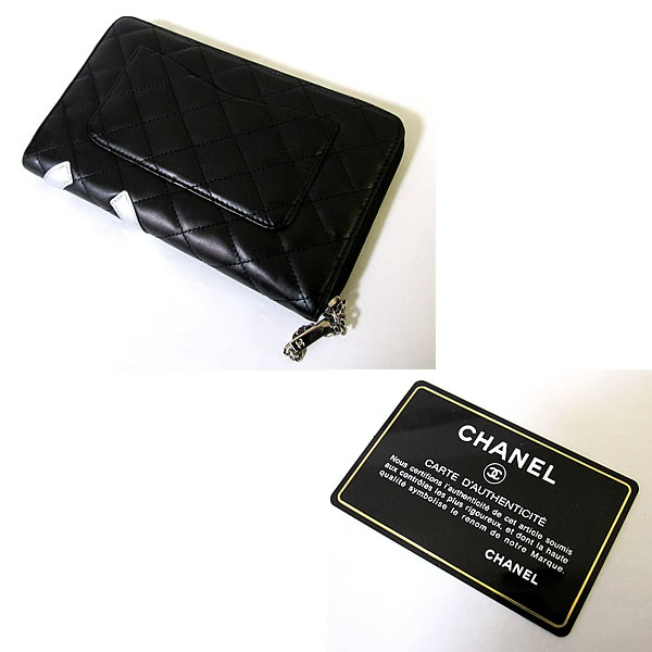 シャネル 長財布 ☆本物美品 シャネル カンボンラインラウンド長財布 