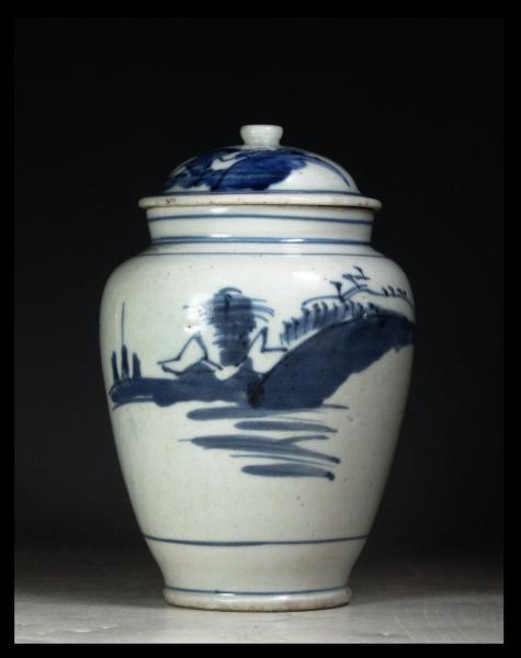 大景】蒐蔵品 江戸初期 古伊万里染付沈香壺 伊万里焼 染錦沈香壺を買取